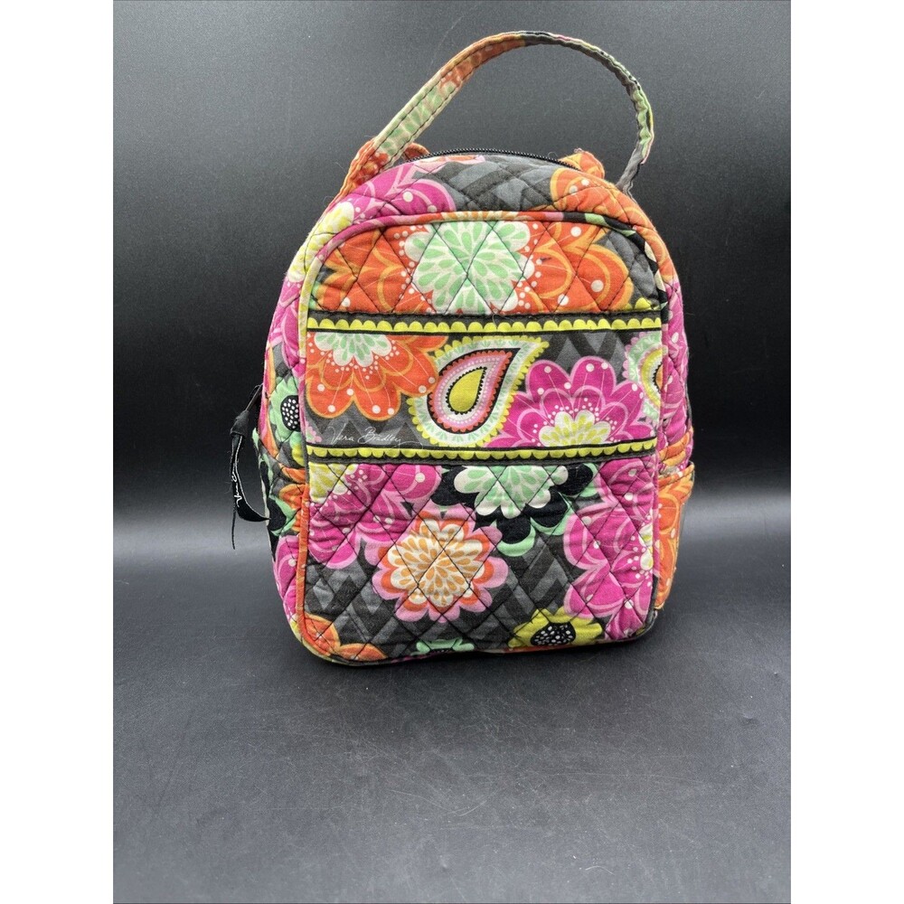 Vera Bradley Ziggy Zinnia Lunch Bag Snack Insulated Exterior ID Holder Cooler